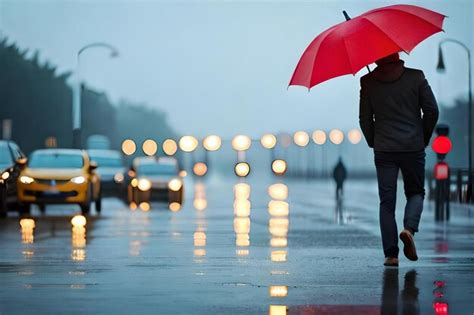 Premium Photo | A man is standing in the rain with an umbrella.