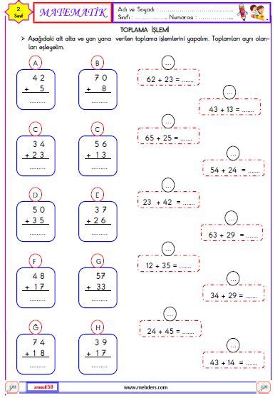 S N F Matematik Toplama Lemi Etkinli I Meb Ders