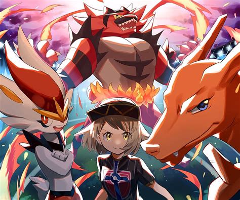 Anime Pokémon Charizard Pokémon Incineroar Pokémon Gloria