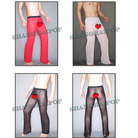 Mens Sexy Mesh See Through Trousers Sheer Yoga Long Casual Pants Lounge