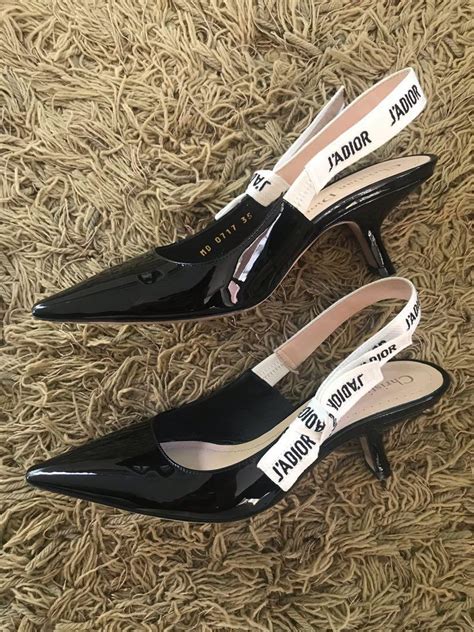 Dior Jadior Patent Calf Kitten Heels Noir Womens Fashion Footwear