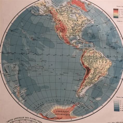 CARTE DU MONDE Planisphère Mappemonde Lithographie ancienne 1922