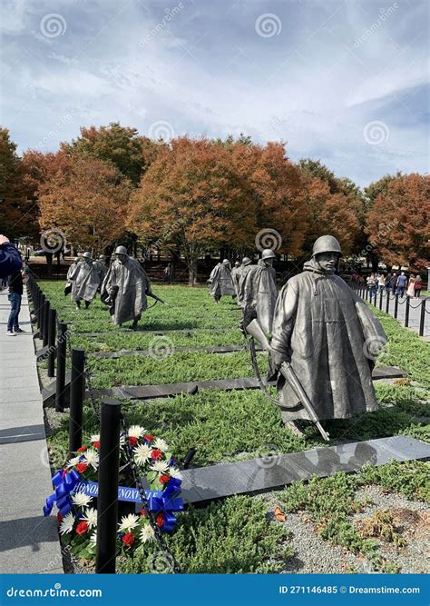 Statues Of Soldiers At The Korean War Memorial In Washington Dc