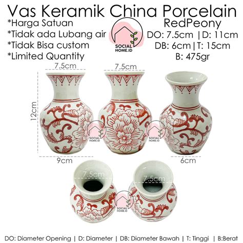 Jual Vas Bunga Keramik Porcelain China Biru Putih Pajangan Flower Vase