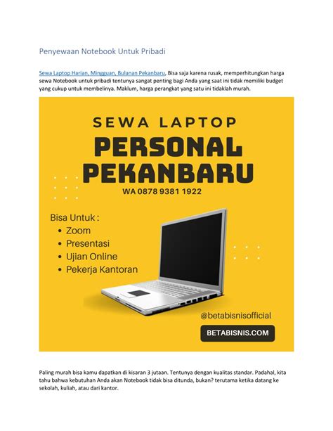 PPT Sewa Laptop Personal Pekanbaru WA 0878 9381 1922 PowerPoint