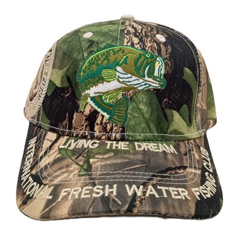 Large Mouth Bass Baseball Cap Green Camo 1848 Brand Mke Supply