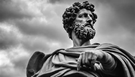 A Portrait Statue Of The Stoic Marcus Aurelius In Black And White 4k