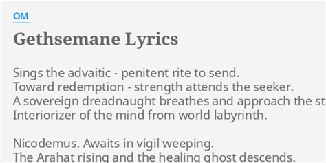 "GETHSEMANE" LYRICS by OM: Sings the advaitic