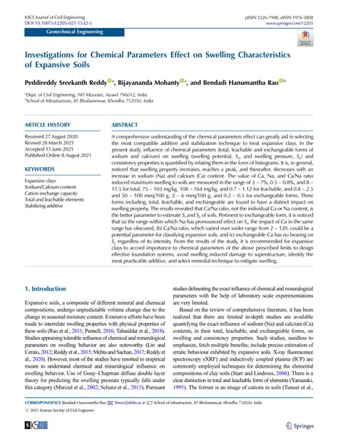 PDF Investigations For Chemical Parameters Effect On Swelling