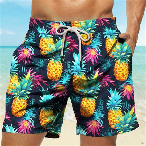 Pineapple Tropical Men S Resort D Printed Board Shorts Swim Shorts