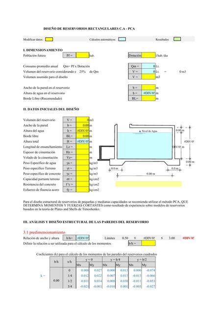 Diseño de Reservorios Rectangulares Ingeniería Civil uDocz