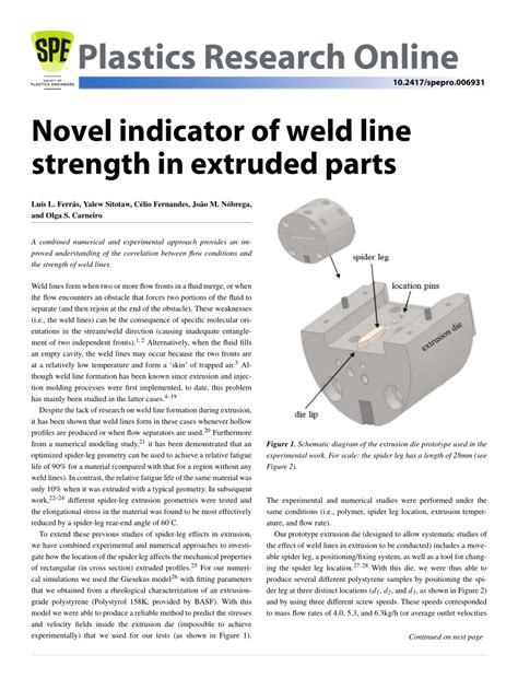 (PDF) Novel indicator of weld line strength in extruded parts