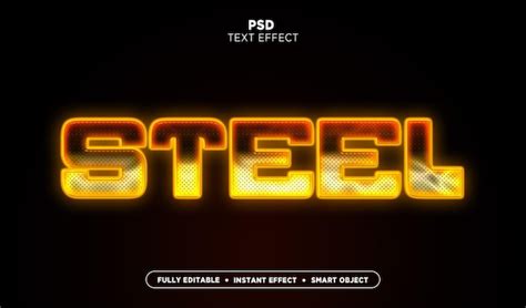 Effet De Texte En Acier Chauff Modifiable Psd Premium