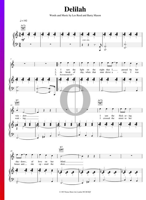 Delilah Tom Jones Piano Sheet Music Oktav