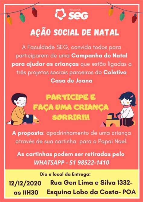 Faculdade Seg Promove A O Social De Natal Seg Cursos T Cnicos