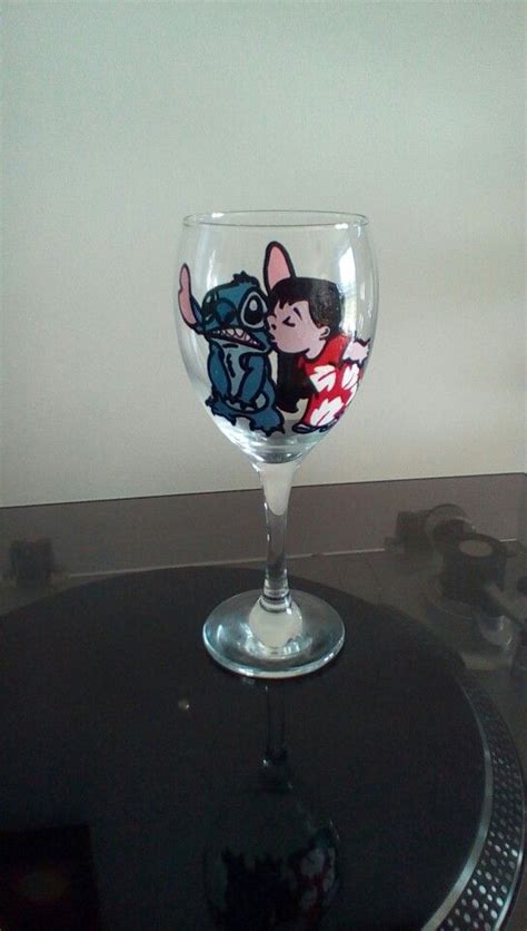 Hand Painted Lilo And Stitch Wine Glass Felt Crafts Christmas Lilo And Stitch Felt Crafts