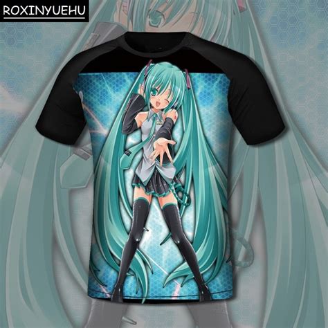 Roxinyuehu Japanese Famous Animation Hatsune Miku T Shirt Vocaloid Miku Novelty Summer Mens T