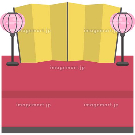 ひな壇（2段ぼんぼり金屏風）のイラスト素材 142368841 イメージマート