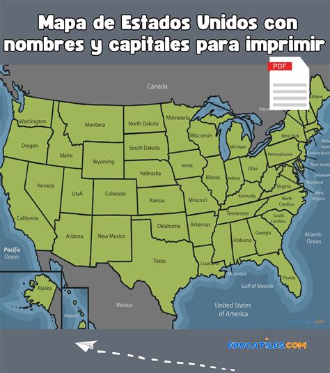 Estados Unidos Mapa Estados Con Nombres