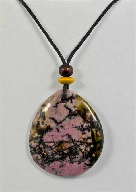 Rock Art Polished Stone Pendant Jewelry Rhodonite Pink Black ...