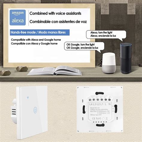 Interruptor Wifi Smarthome Con 1 Pulsador Compatible Con Amazon Alexa Y