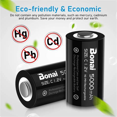 Bonai Rechargeable C Batteries 5 000mah 12v Ni Mh High Capacity High Rate C Size