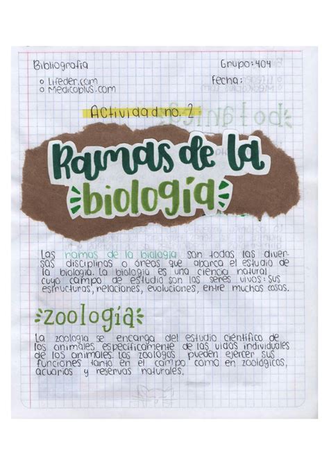 Solution Biolog A Bachillerato Ramas De La Biolog A Studypool