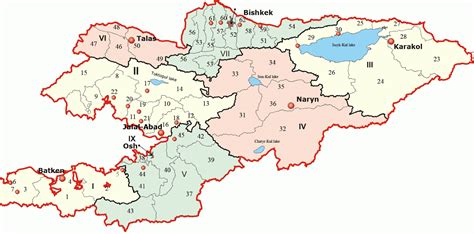 Kyrgyzstan Map Political Regional | Maps of Asia Regional Political City