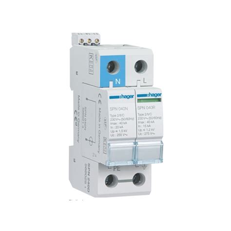 Hager SPD215D SPD 2P Pluggable 15kA Indicator Surge Protection Device