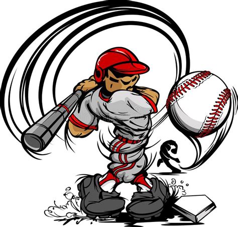 Baseball Player Cartoon Swinging Bat Stock Vector - Illustration of ...