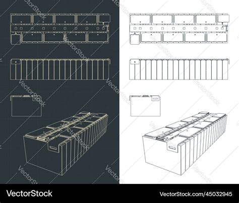 Battery module blueprint Royalty Free Vector Image