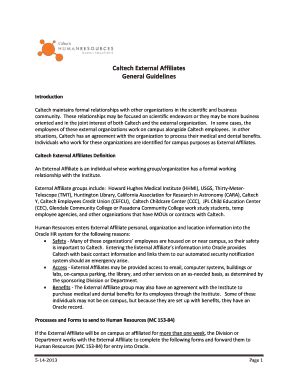 Fillable Online Hr Caltech Caltech External Affiliates General