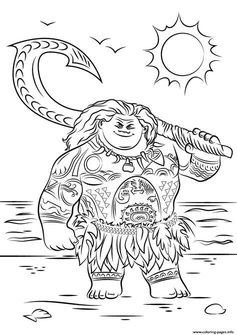 Maui From Moana Disney Coloring page Printable