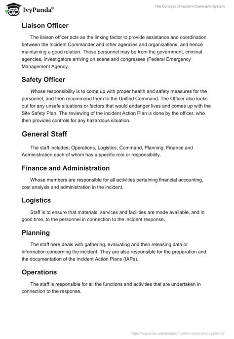 The Concept of Incident Command System - 804 Words | Report Example