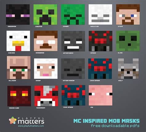 If you are having a #minecraft #party download these mob #masks. 19 to ...