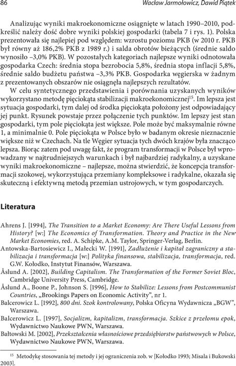 Polska Transformacja Gospodarcza Przes Anki Przebieg Rezultaty Pdf