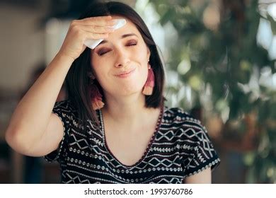 Woman Feeling Hot During Summer Wiping Stock Photo Shutterstock