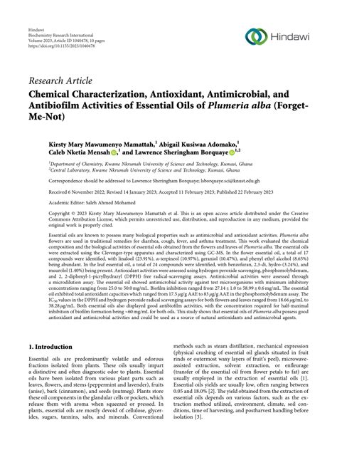 Pdf Chemical Characterization Antioxidant Antimicrobial And