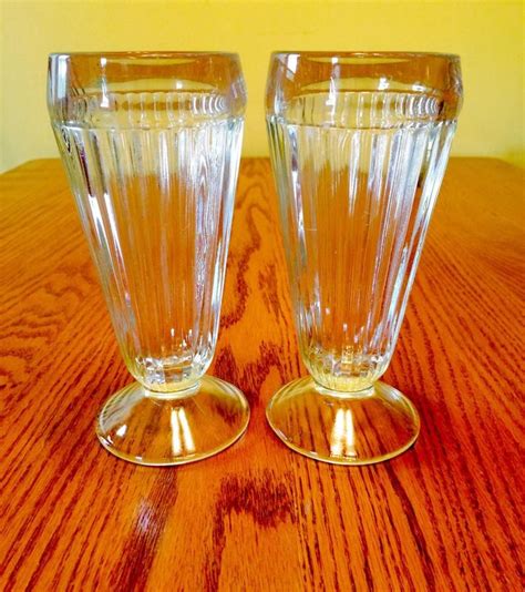 Vintage Milkshake Glasses Set Of 2 Etsy Milkshake Glasses Tea Cups