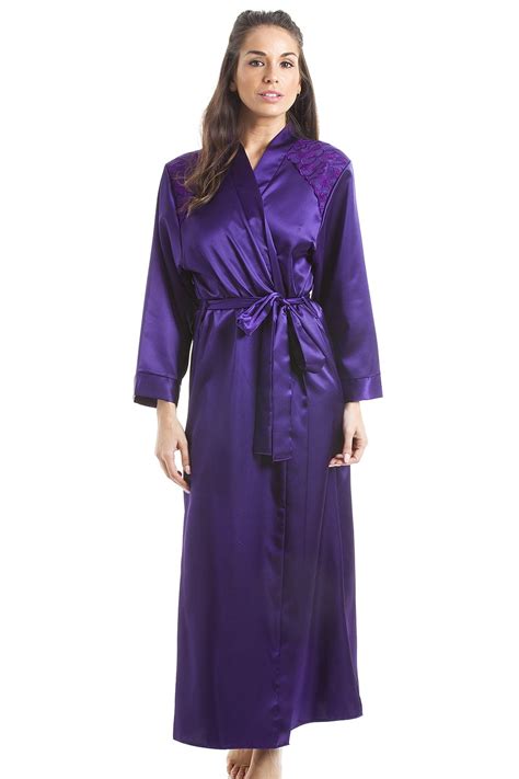 Luxury Purple Satin Long Length Dressing Gown Wrap