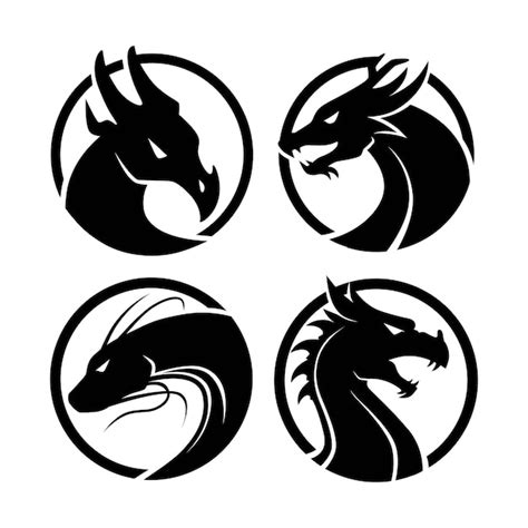 Verschiedene Drachen Maskottchen Logo Silhouette Design Set Premium