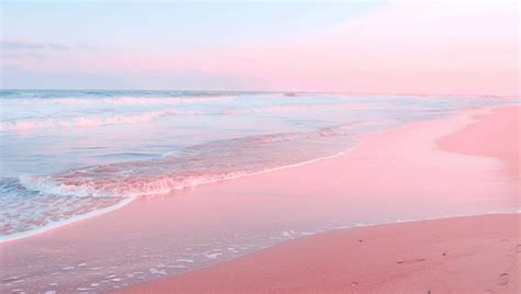 Premium Photo | A pink beach with a pink sand and a pink sunset