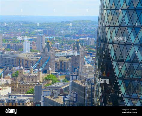 Aerial landscape on London tower bridge. aerial view of Tower Bridge in London. London cityscape ...