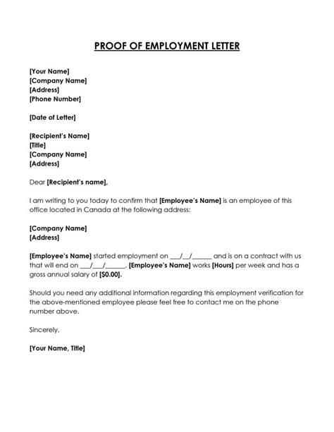 20 Proof Of Employment Letter Templates