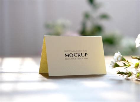 Premium Psd Mockup Folded Card For Name Place On Wedding Table