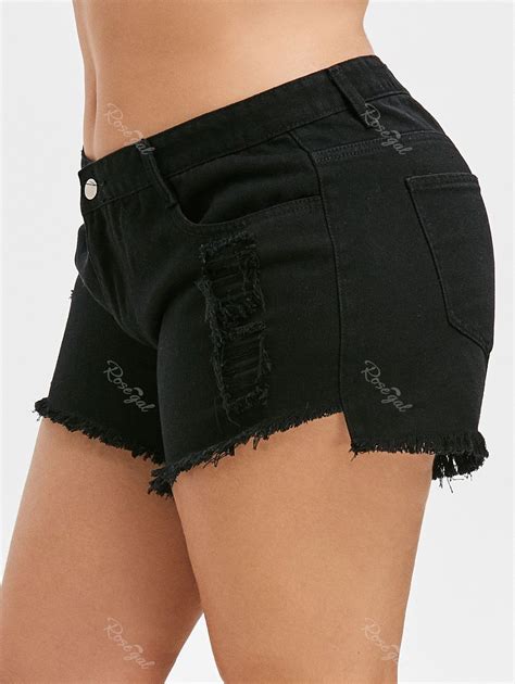 [45 Off] Ripped Plus Size Denim Shorts Rosegal