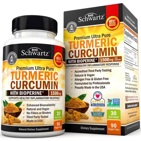 Bioschwartz Premium Ultra Pure Turmeric Curcumin With Bioperine 1500mg