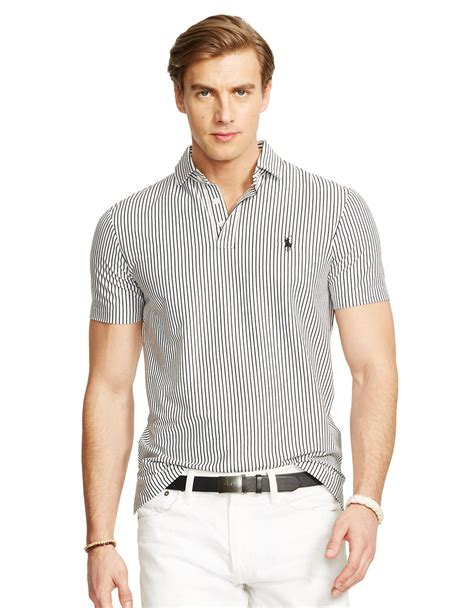 Polo Ralph Lauren Striped Cotton Interlock Shirt In Black For Men Polo