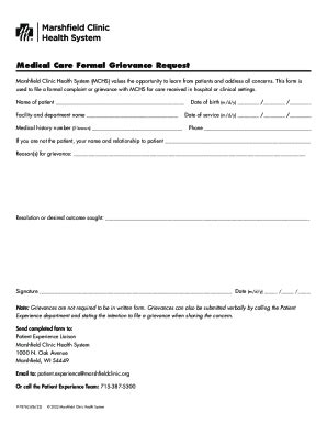 Fillable Online Medical Care Formal Grievance Request Fax Email Print