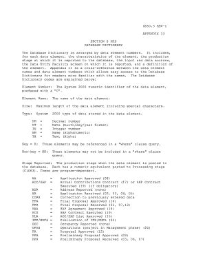 Fillable Online Rev Appendix Section Mis Database